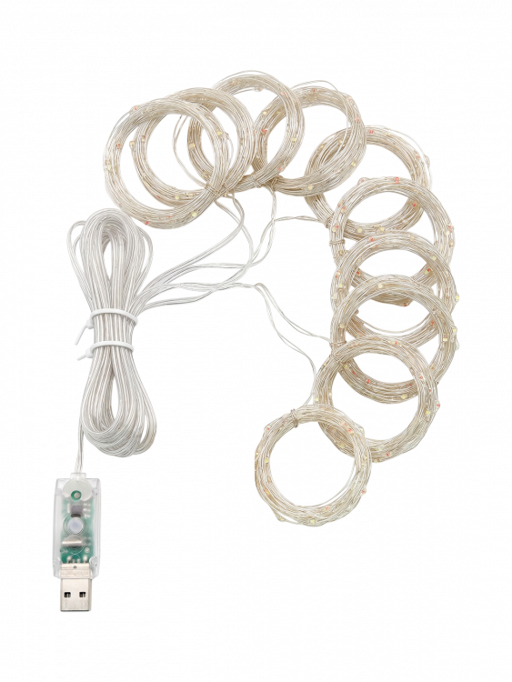 Огонек OG-LDG09 гирлянда-штора LED Белая теплая (3х3м,300 ламп,USB)